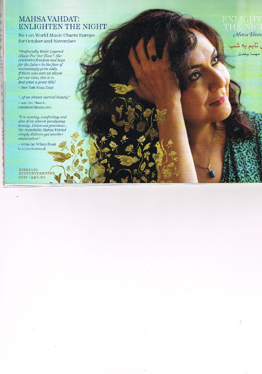 Mahsa Vahdat – No 1 on Europe’s World Music Charts.